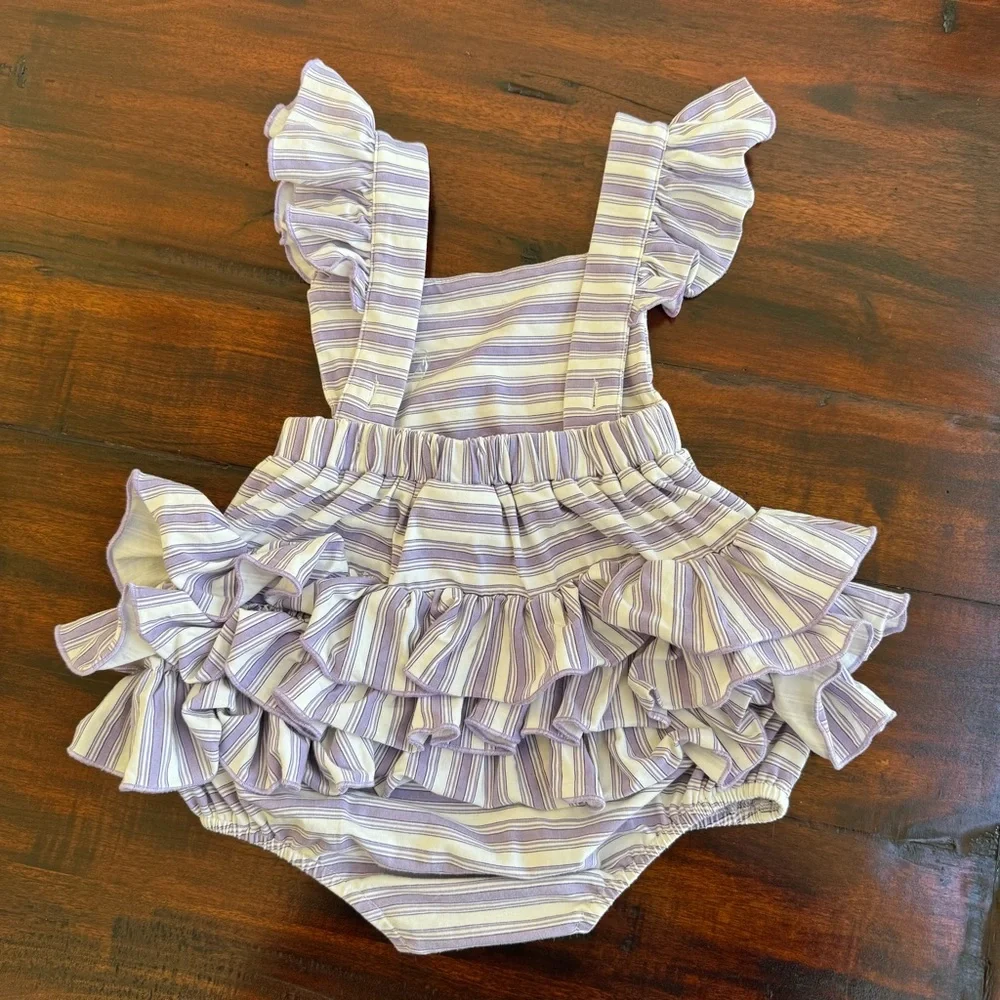Swoon Baby Girl 9 Months Lavender Purple Striped Romper One Piece
